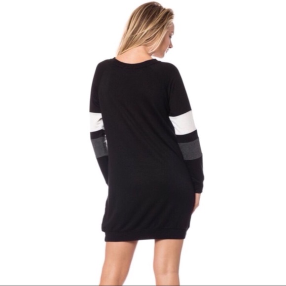 Terry Striped Long Sleeve Dress - Picture 5 of 6